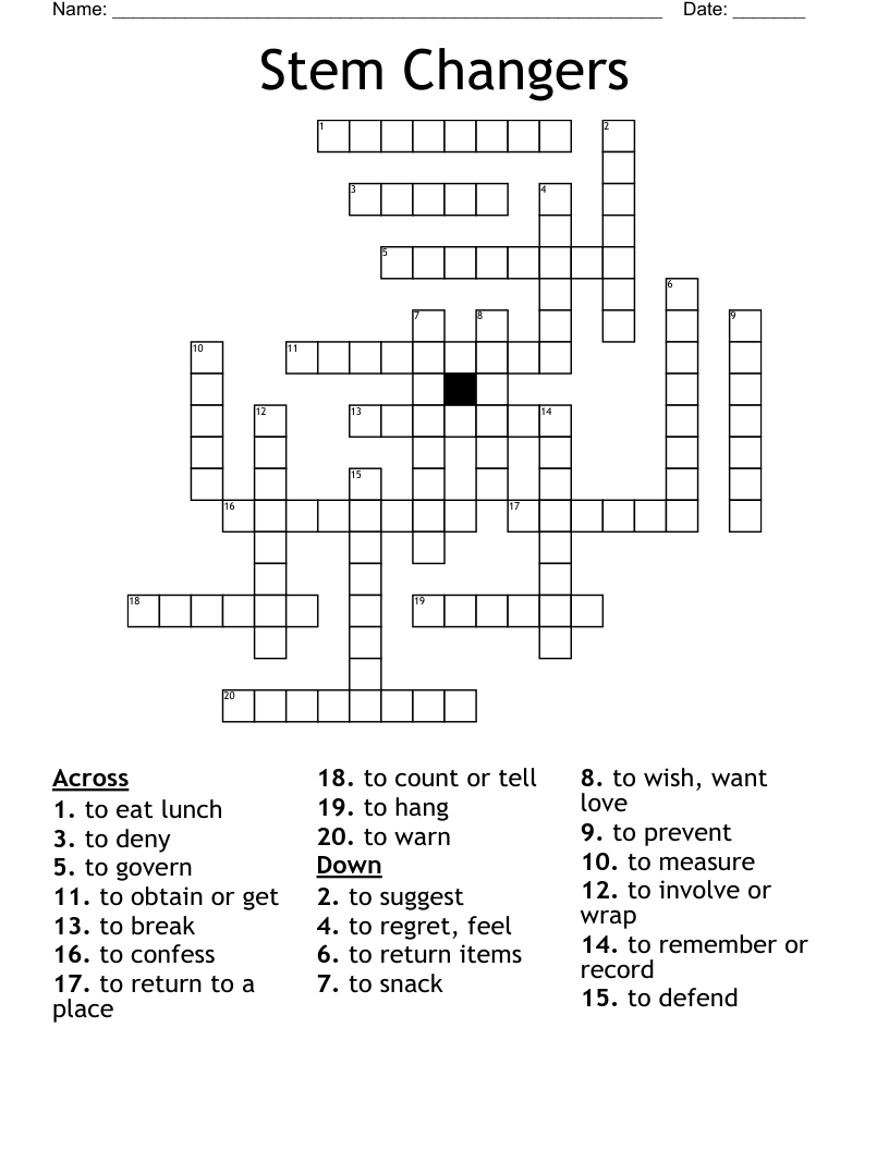 Stem Changers Crossword