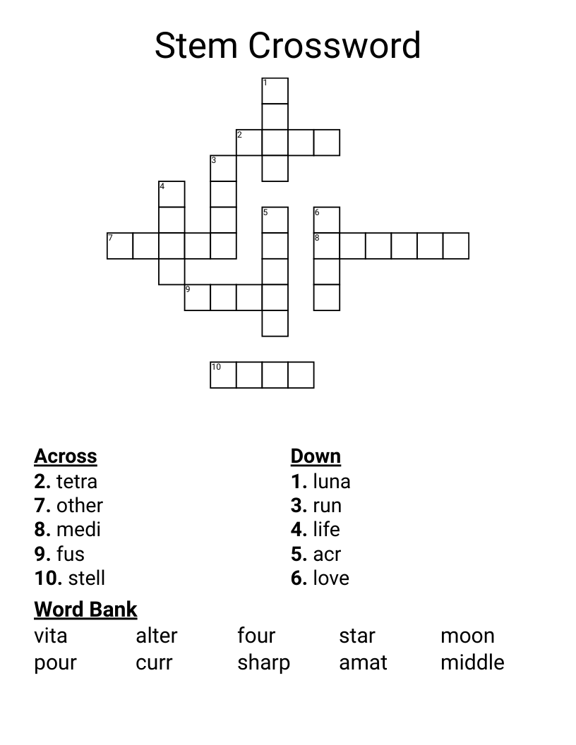 Stem Crossword
