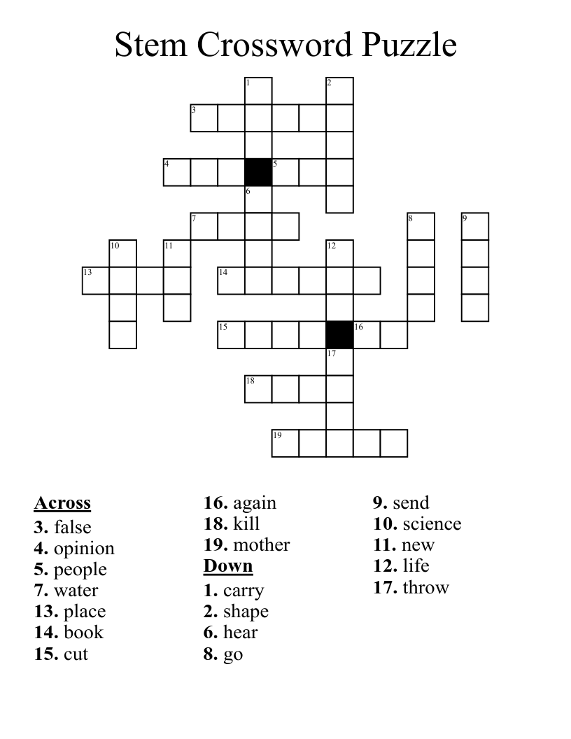 Stem Crossword Puzzle