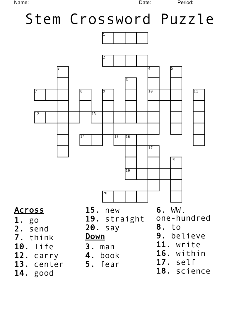 Stem Crossword Puzzle