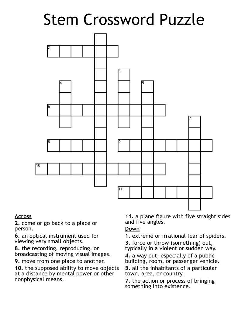 Stem Crossword Puzzle 