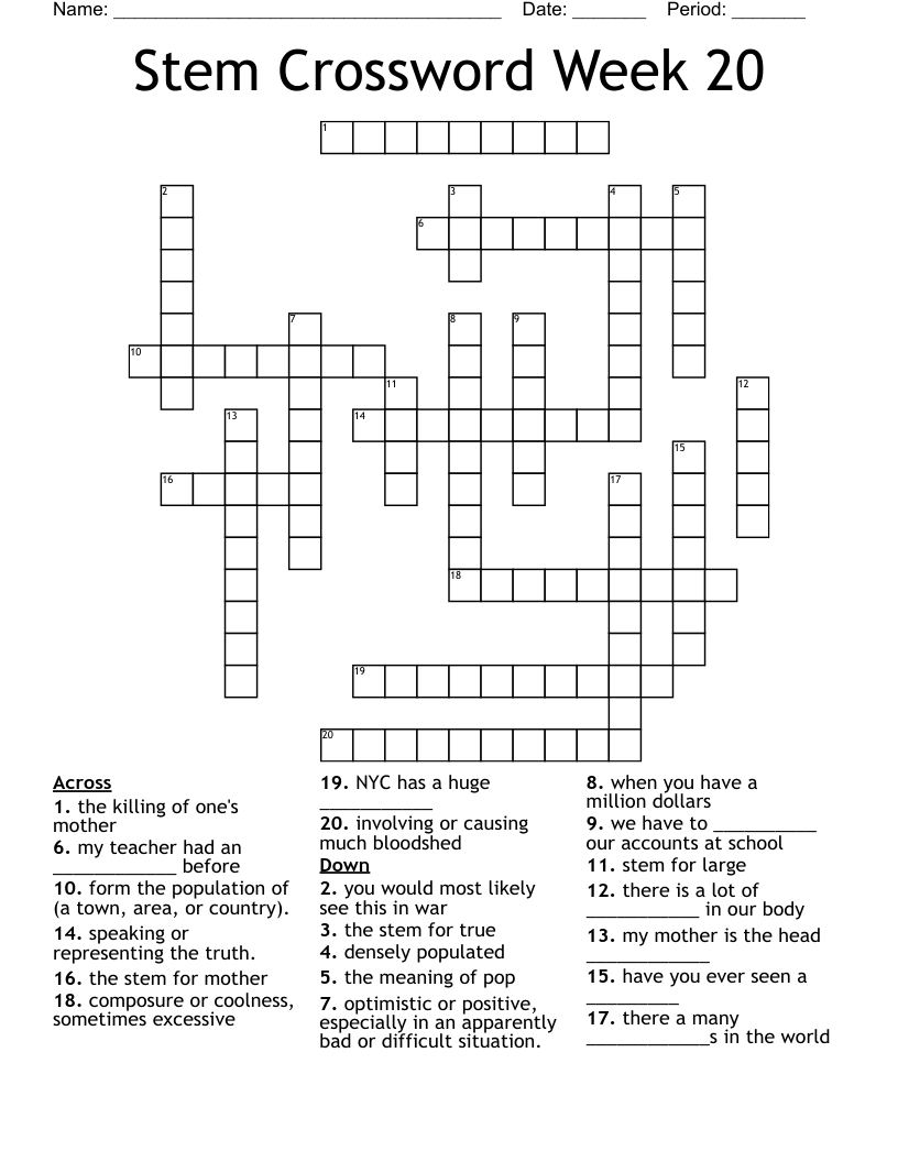 Stem Crossword Week 20