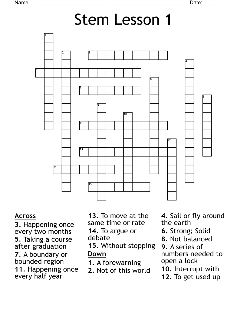 Stem Lesson 1 Crossword