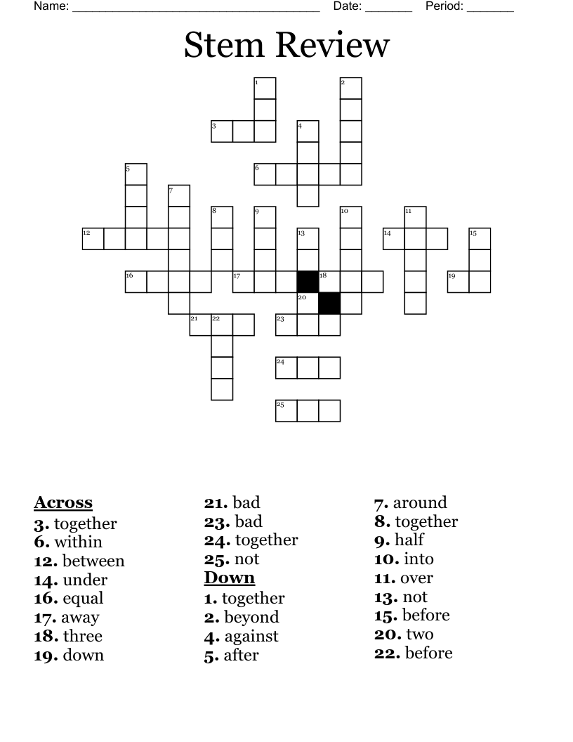 Stem Review Crossword