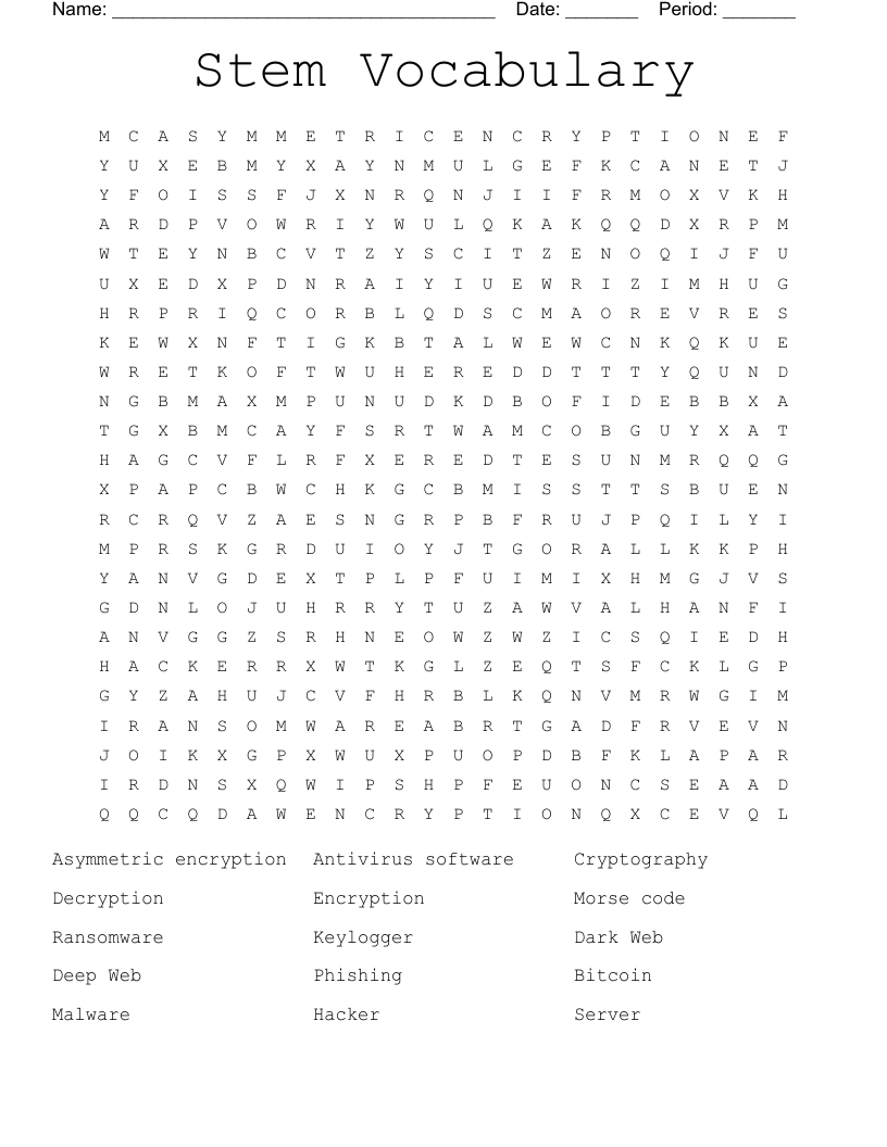 Stem Vocabulary Word Search