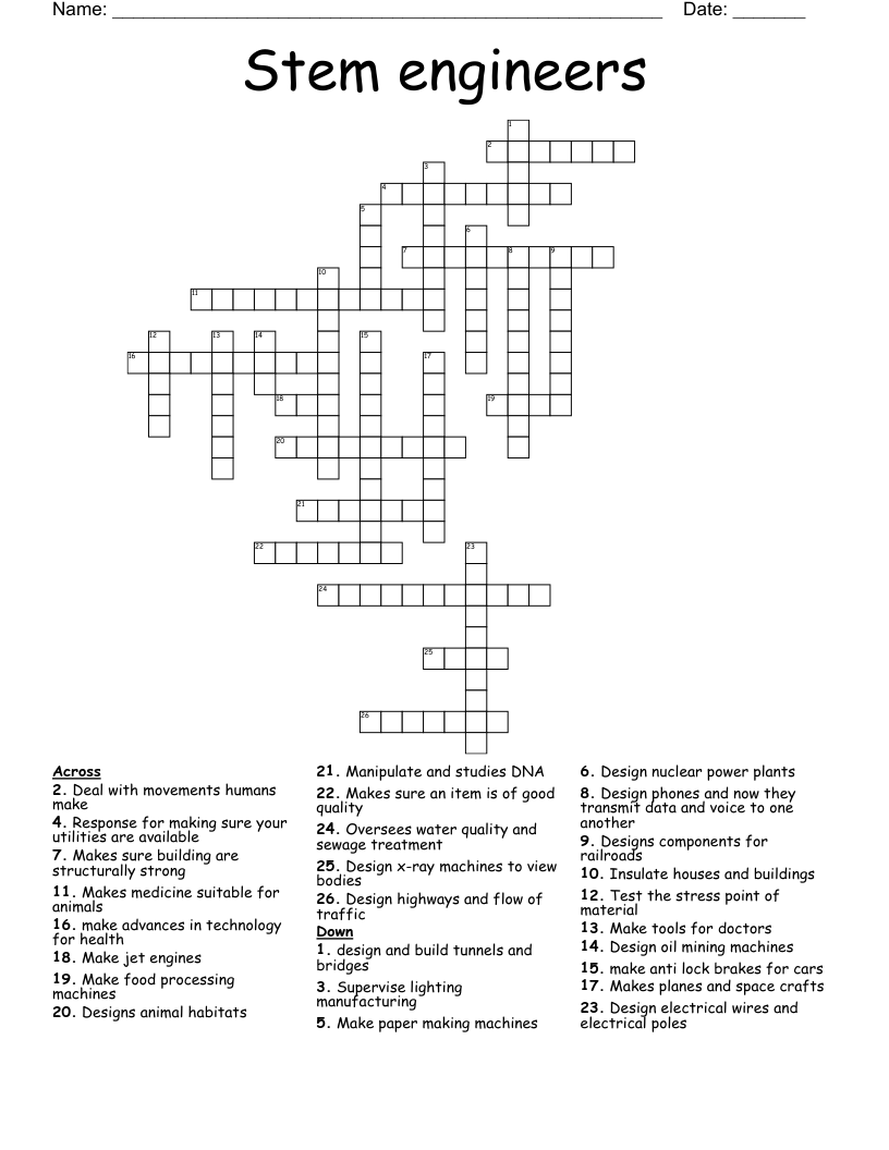 Stem engineers  Crossword