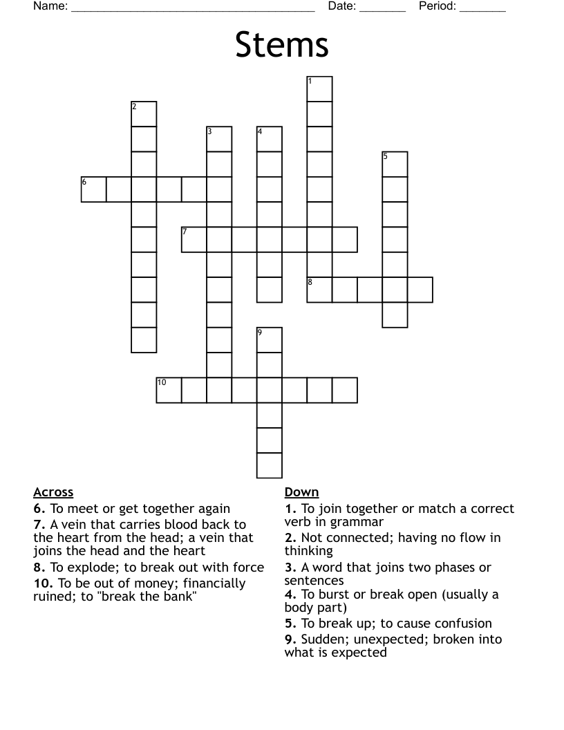 Stems Crossword