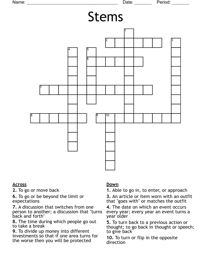 Stems Crossword