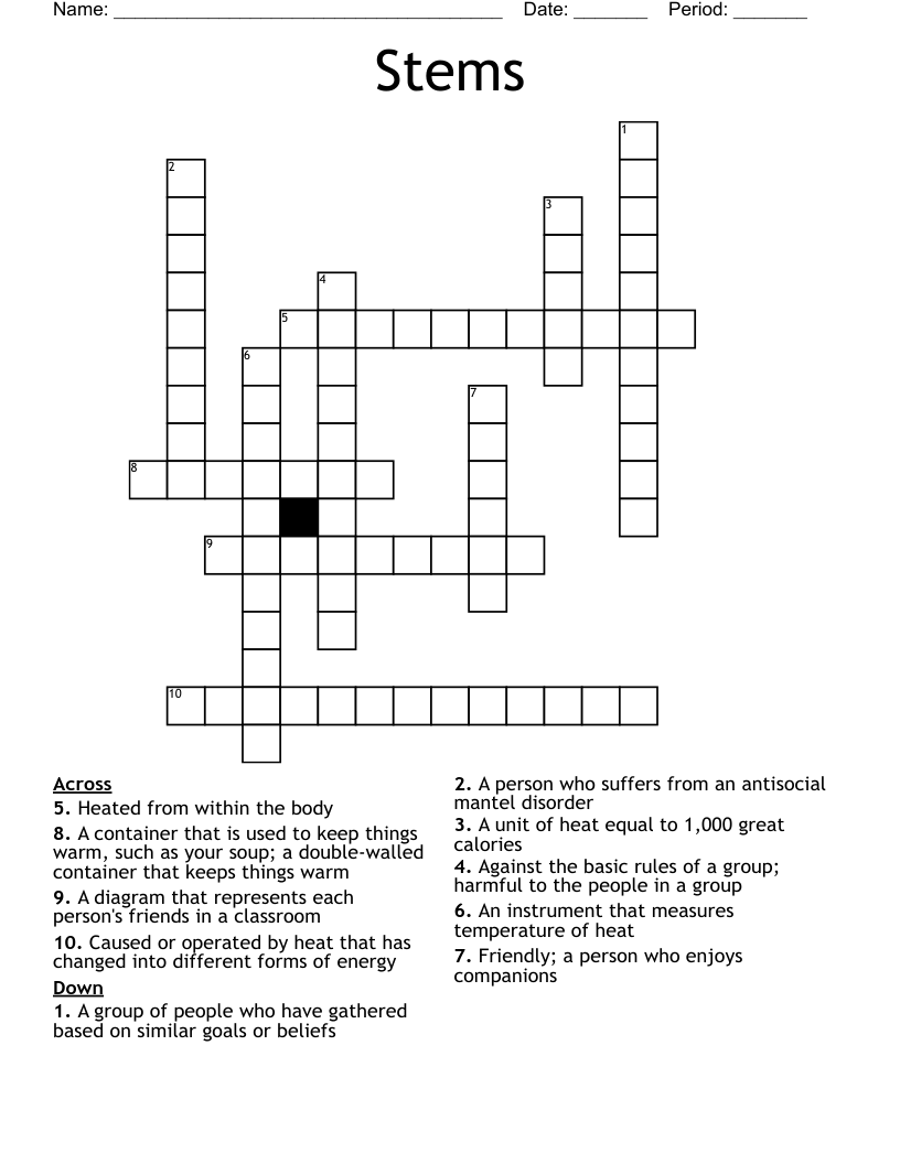 Stems Crossword