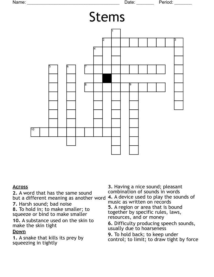 Stems Crossword