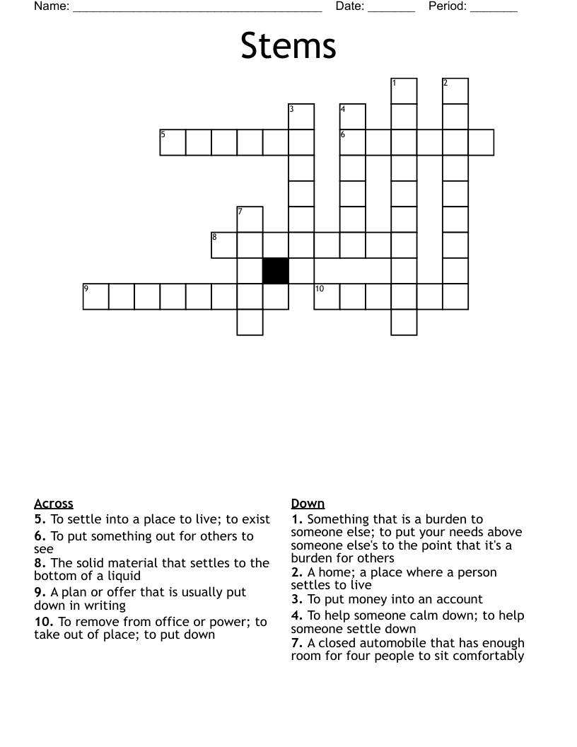 Stems Crossword