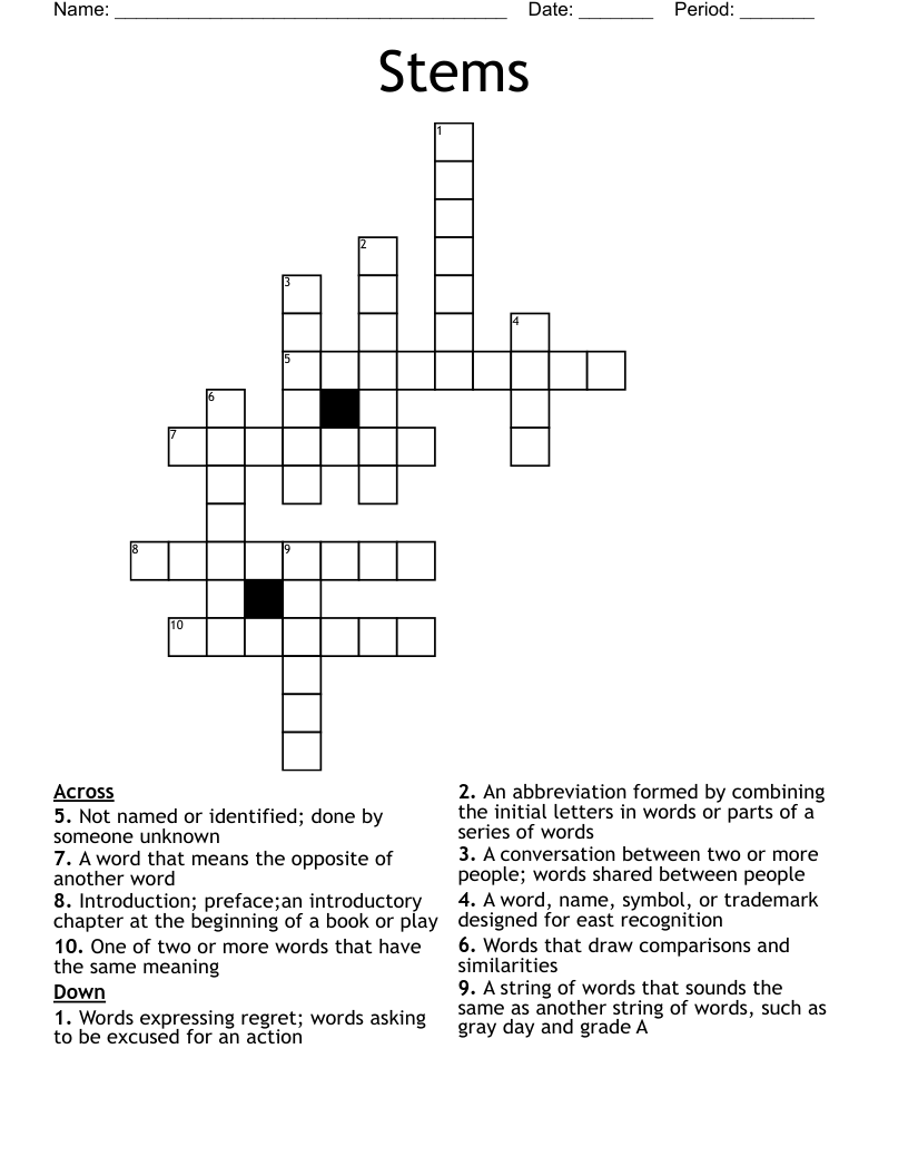 Stems Crossword