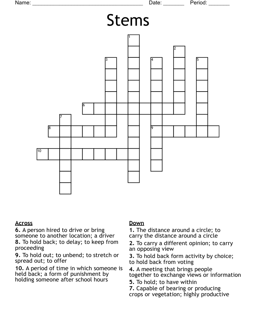 Stems Crossword