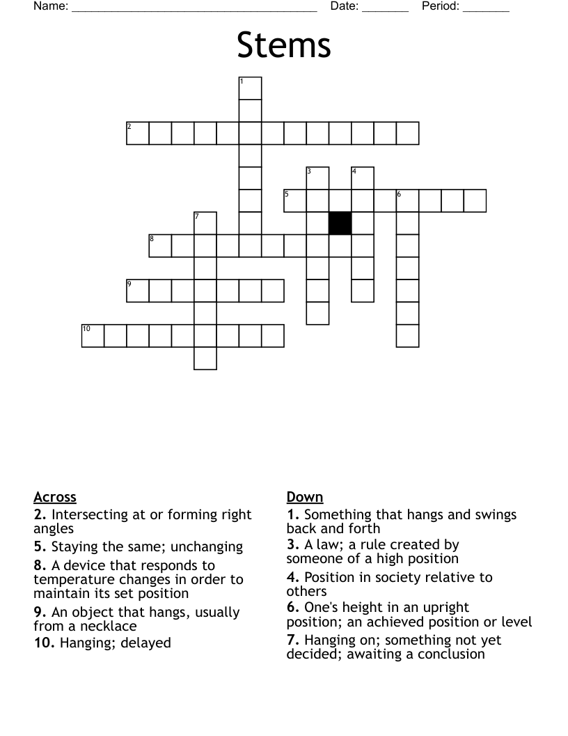 Stems Crossword