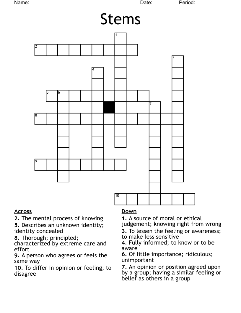 Stems Crossword