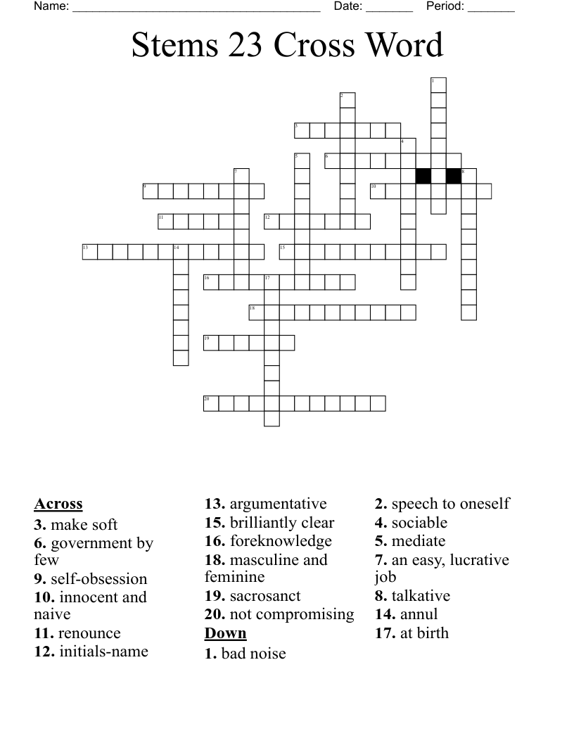 Stems 23 Cross Word