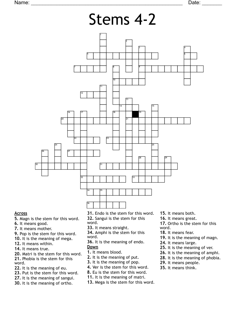 Stems 4-2 Crossword