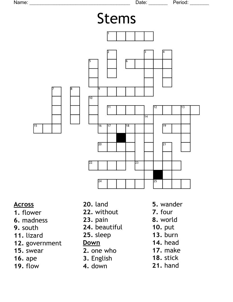 Stems Crossword