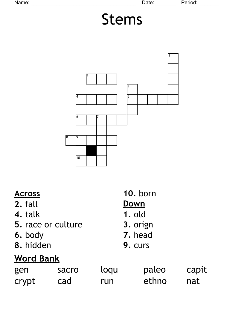 Stems Crossword
