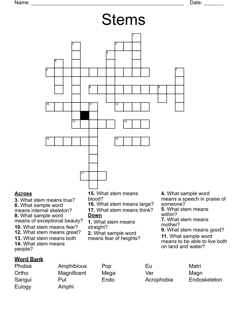 Stems Crossword