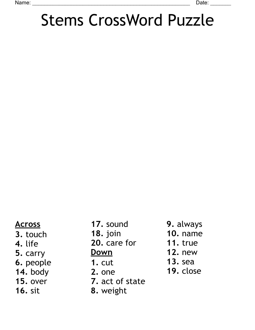 Stems CrossWord Puzzle