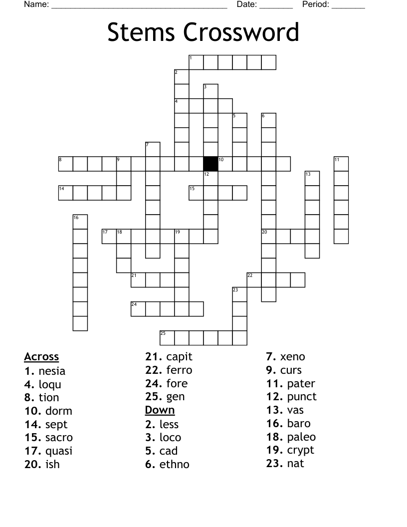 Stems Crossword