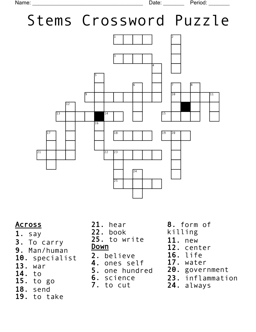 Stems Crossword Puzzle