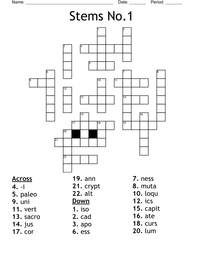 Stems No.1 Crossword