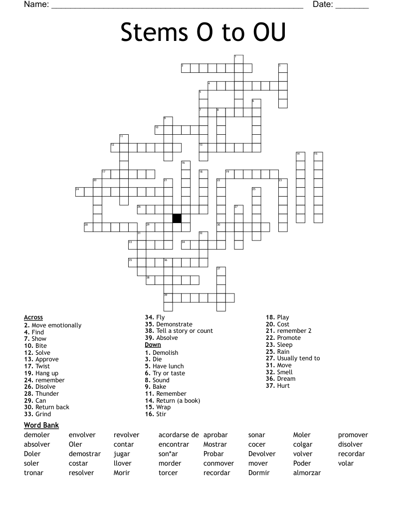 Stems O to OU Crossword