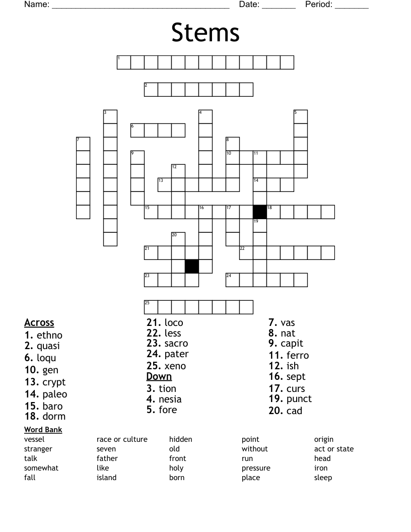 Stems  Crossword