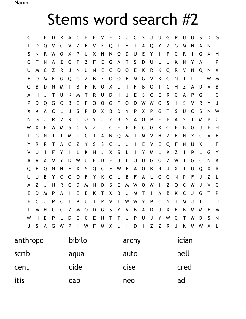 Stems word search #2