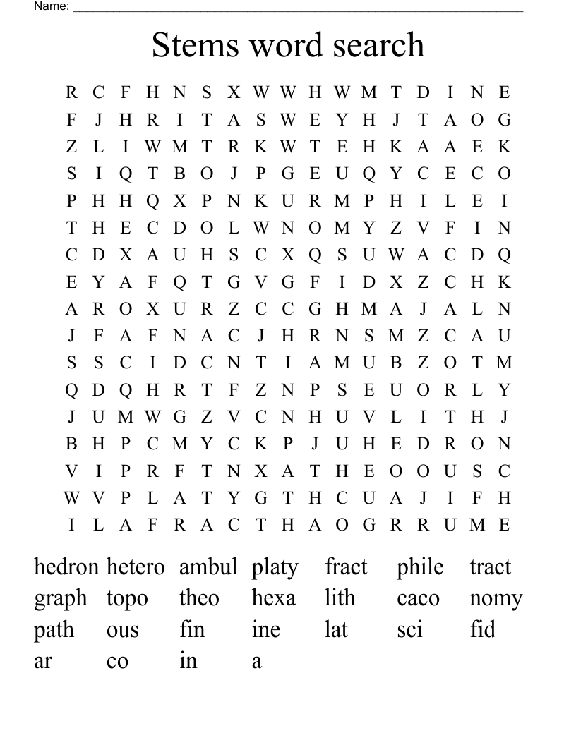 Stems word search