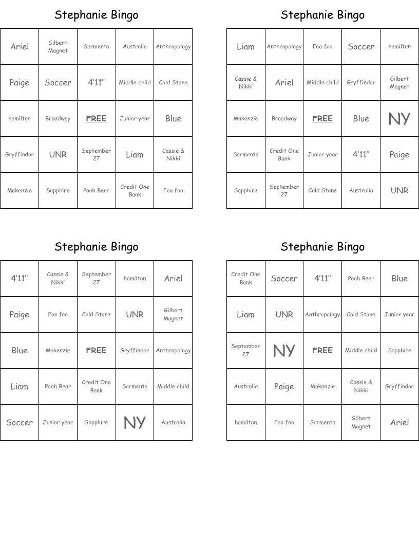 Stephanie Bingo