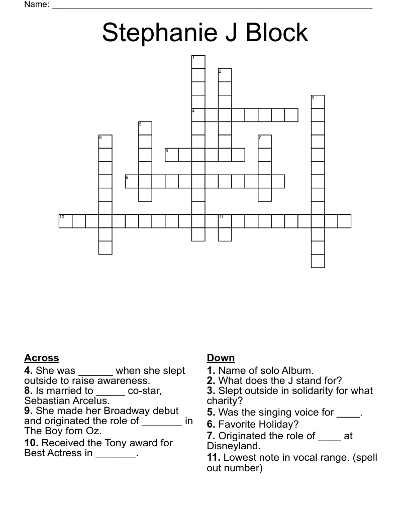 Stephanie J Block Crossword