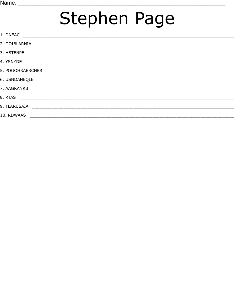 Stephen Page Word Scramble