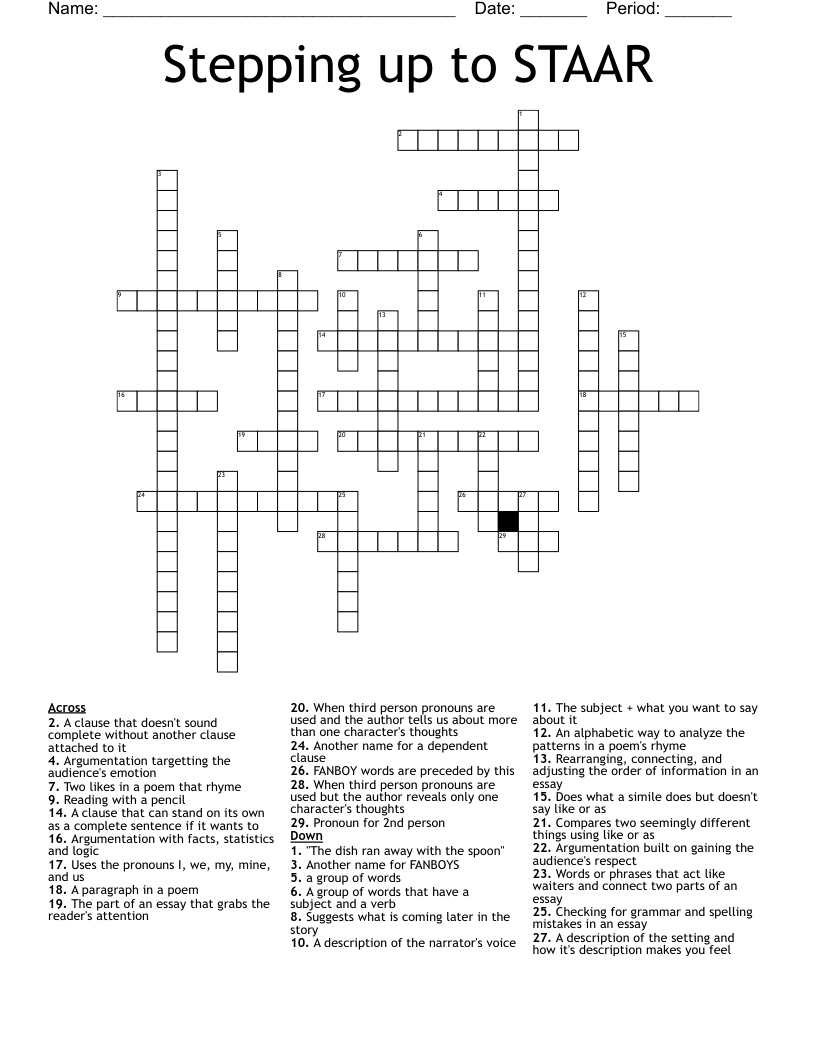 Stepping up to STAAR Crossword