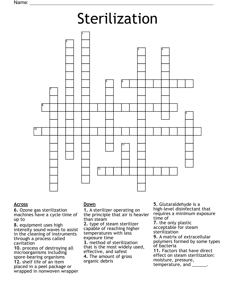 Sterilization Crossword