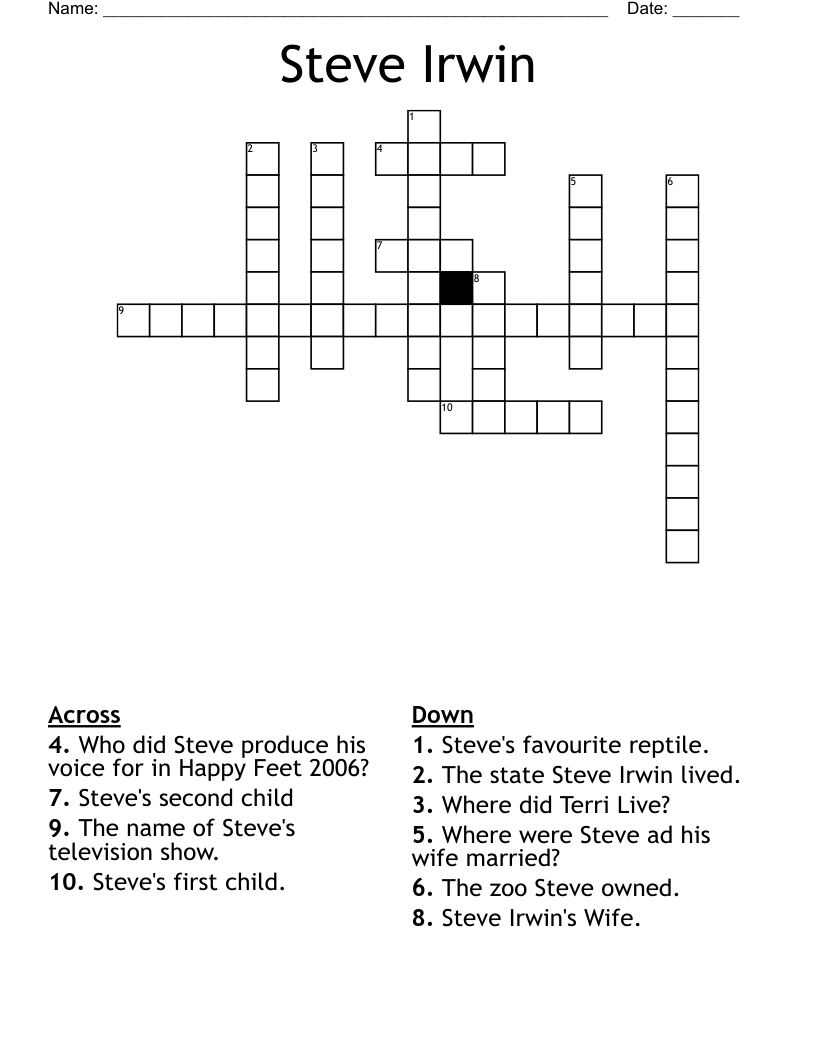 Steve Irwin Crossword
