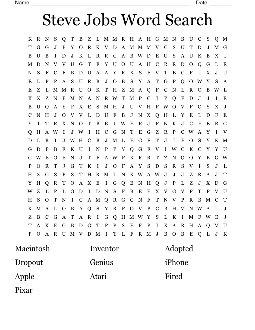 Steve Jobs Word Search