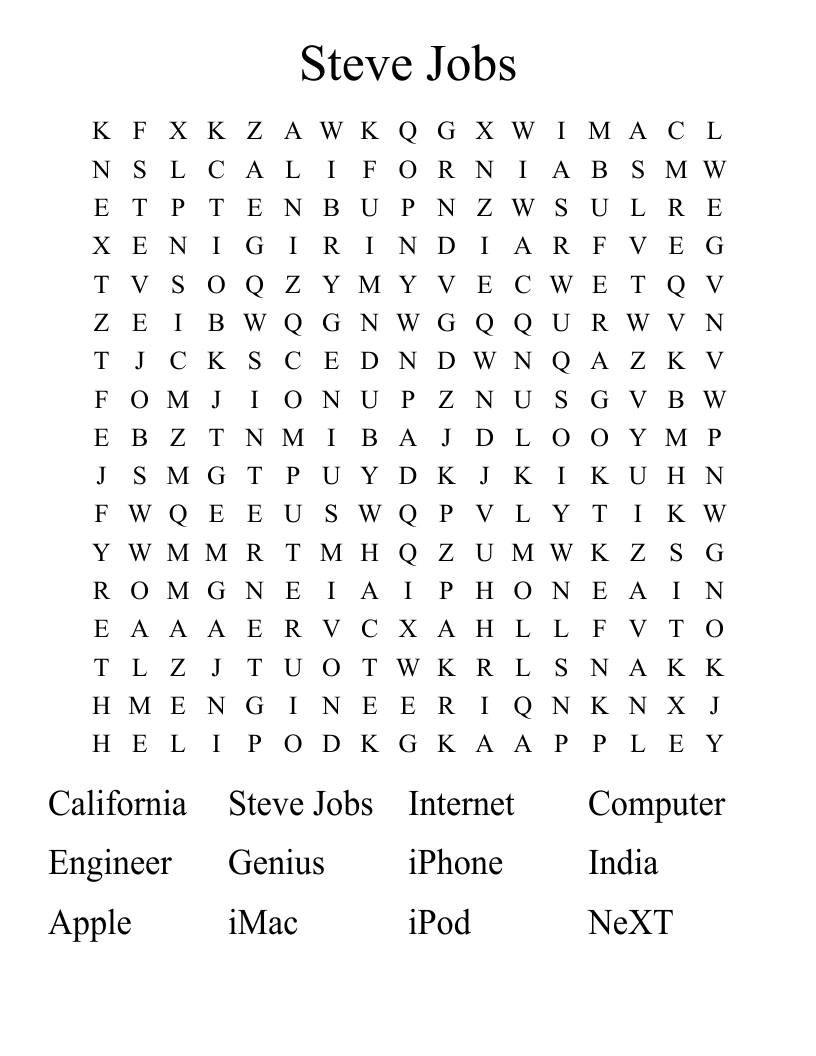 Steve Jobs  Word Search