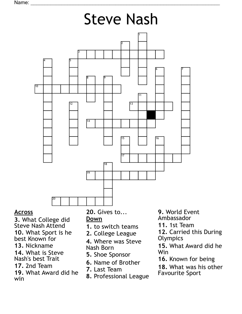 Steve Nash  Crossword