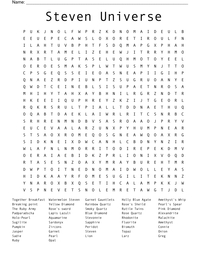 Steven Universe Word Search