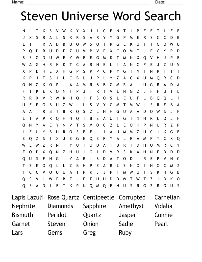 Steven Universe Word Search