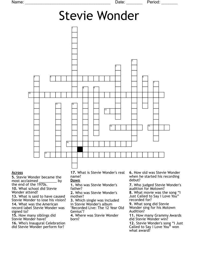 Stevie Wonder Crossword