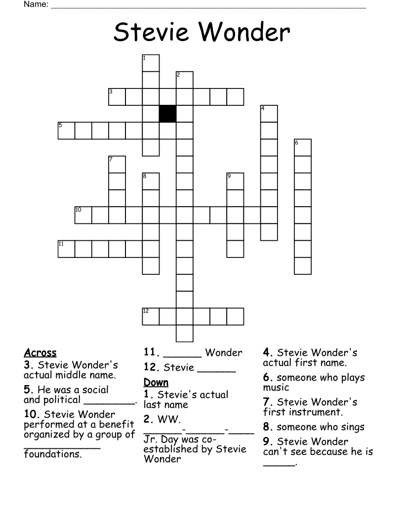 Stevie Wonder Crossword