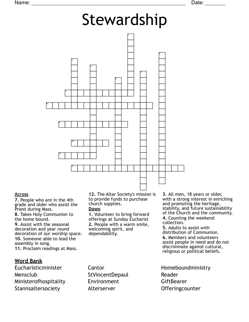 Stewardship Crossword