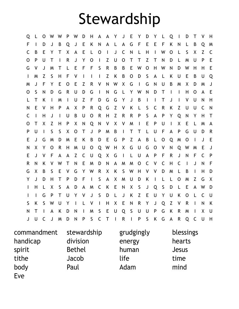 Stewardship Word Search