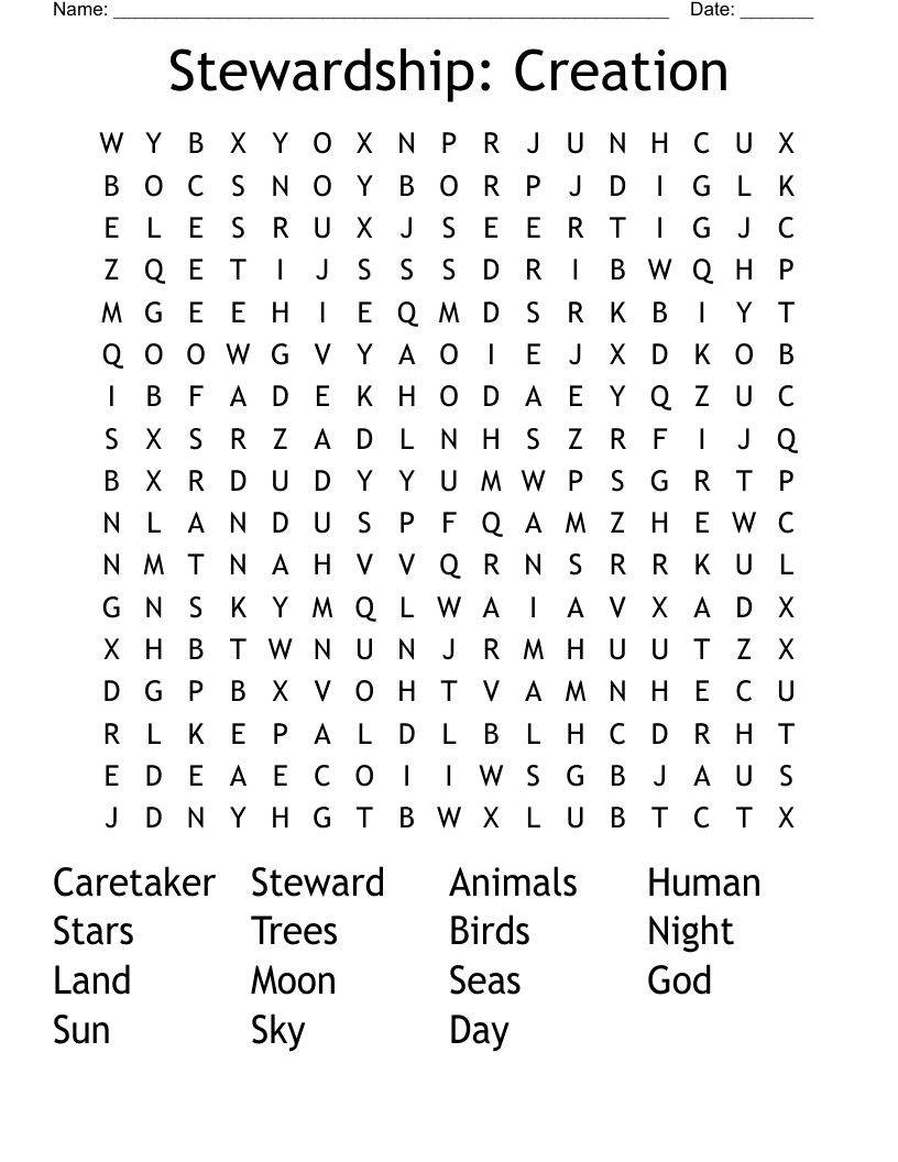 Stewardship: Creation Word Search