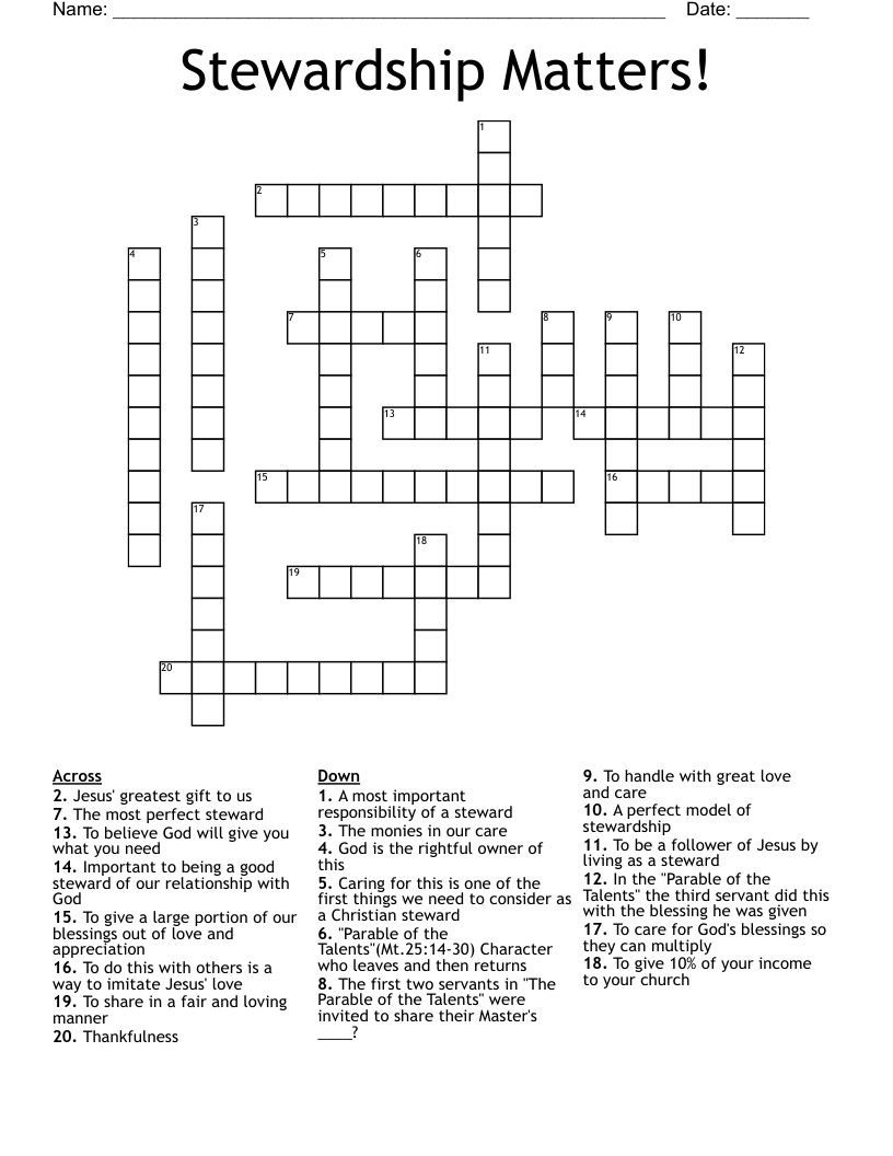 Stewardship Matters! Crossword