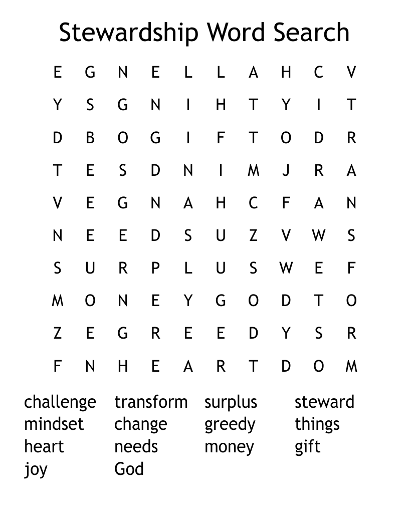 Stewardship Word Search